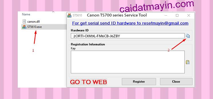 Phần mềm Reset Canon TS700 series
